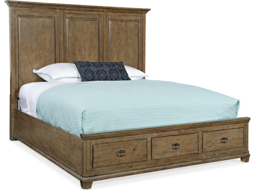 Picture of BEDROOM MONTEBELLO KING WOOD MANSION BED W/ STORAGE FOOTBOARD