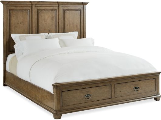 Picture of BEDROOM MONTEBELLO QUEEN WOOD MANSION BED W/ STORAGE FOOTBOARD