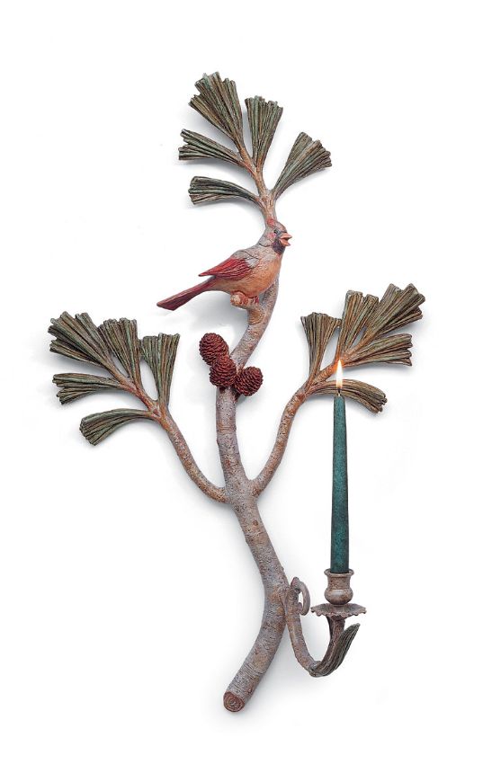 Picture of CARDINAL IN PINE BOUGH SCONCE -- FEMALE, RIGHT