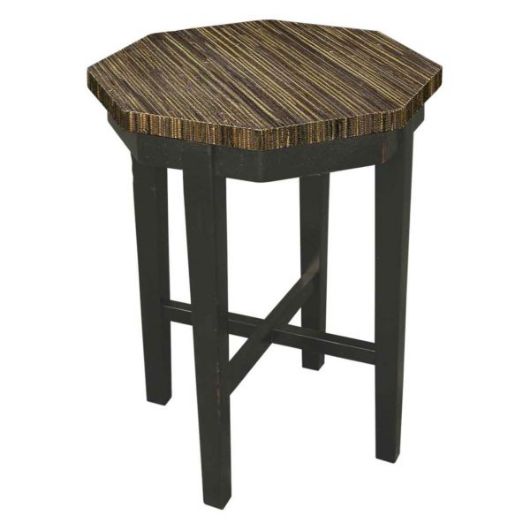 Picture of SYLVA OCTAGON TABLE, ANTIQUE BLACK WITH GRASS CLOTH TOP