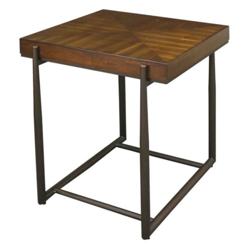 Picture of END TABLE WITH METAL BASE AND ACACIA WOOD TOP