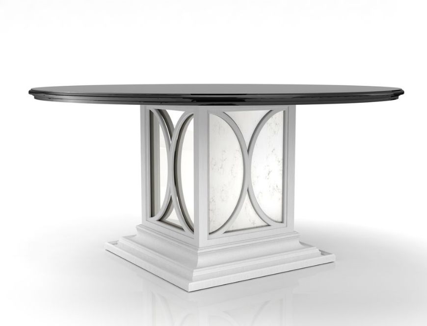 Picture of CHELSEA 60" ROUND TABLE WITH MIRRORED PEDESTAL BASE