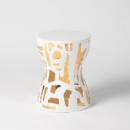 Picture of ABSTRACT GOLD/WHITE STOOL