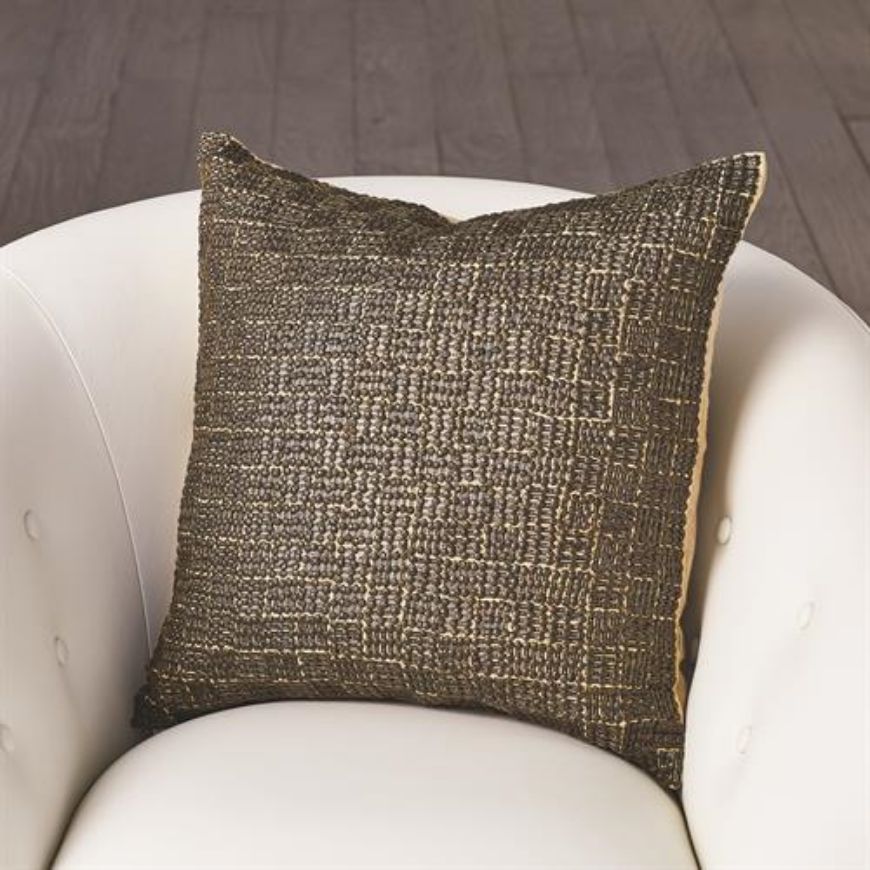 Picture of BEADED BASKETWEAVE PILLOW-BRONZE