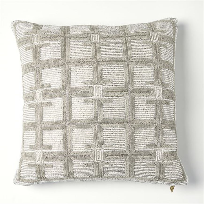 Picture of BEADED PILLOW-MOONLIGHT/SILVER