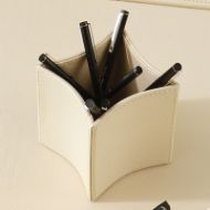 Picture of FOLDED LEATHER PENCIL CUP-IVORY